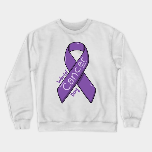 Cute Purple Ribbon For World Cancer Day Crewneck Sweatshirt by mia_me